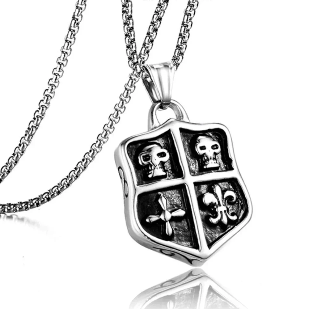 ❤️Stainless steel punk skull pendant necklace for women/men, N90201P181